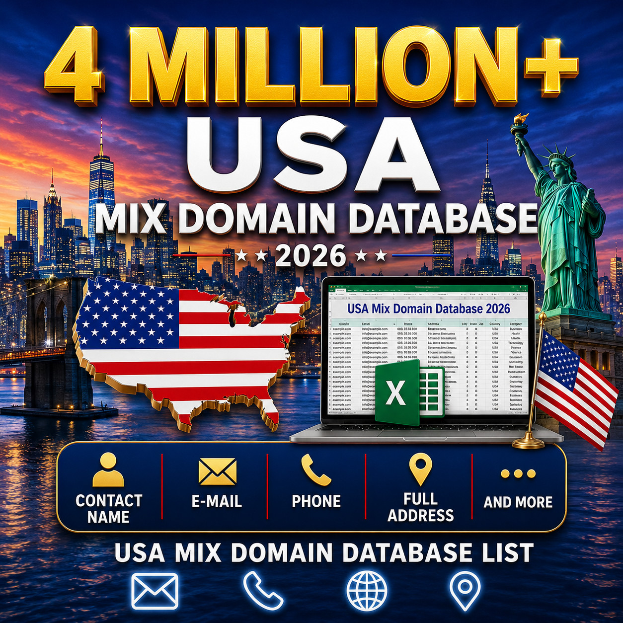 4 Million US Busines & Customers Email Database – B2C & B2B Contact leads 2026