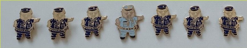 (Lot of 7) police pig 1″ lapel pins with butterfly clutches